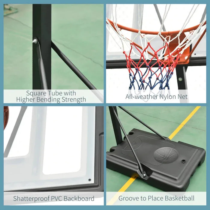 Basketball Hoop Freestanding with Wheels | 255 - 305cm - Little and Giant Explorers HOMCOM