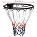 39cm black steel wall-mounted basketball rim with red, white, and blue net