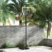 Adjustable outdoor basketball stand with shock absorbing springs in garden with palm trees