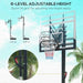 Adjustable height basketball stand with clear backboard, tropical background, 2.35m to 3.05m range