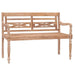 Batavia garden bench with white wash finish and carved teak wood, outdoor seating