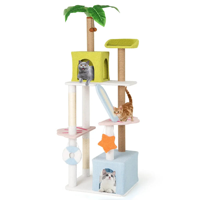 Beach-Themed Cat Tree | 180cm Tall Cat Tower - Little and Giant Explorers Costway