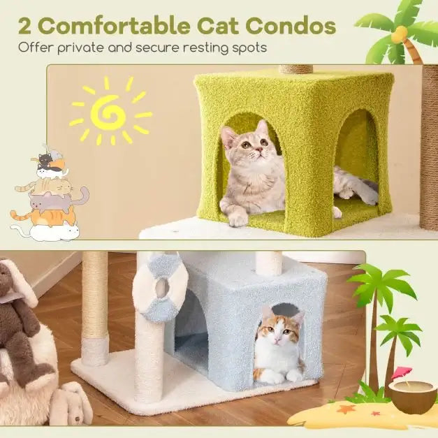 Beach-Themed Cat Tree | 180cm Tall Cat Tower - Little and Giant Explorers Costway