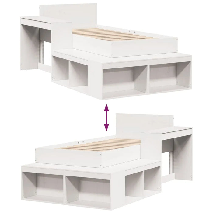 Bed Frame with Storage in White (75 x 190cm) - Little and Giant Explorers vidaXL