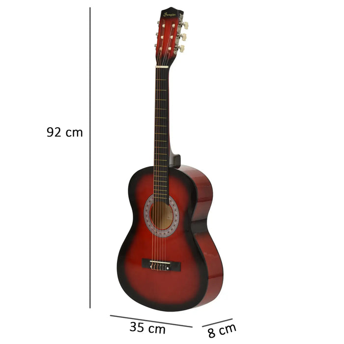 Beginner Acoustic Guitar – 3/4 Size Wine Red Guitar | Starter Kit with Nylon Strings HOMCOM - Little and Giant Explorers