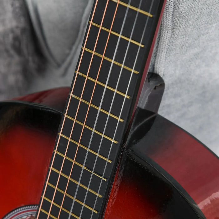 Beginner Acoustic Guitar – 3/4 Size Wine Red Guitar | Starter Kit with Nylon Strings HOMCOM - Little and Giant Explorers