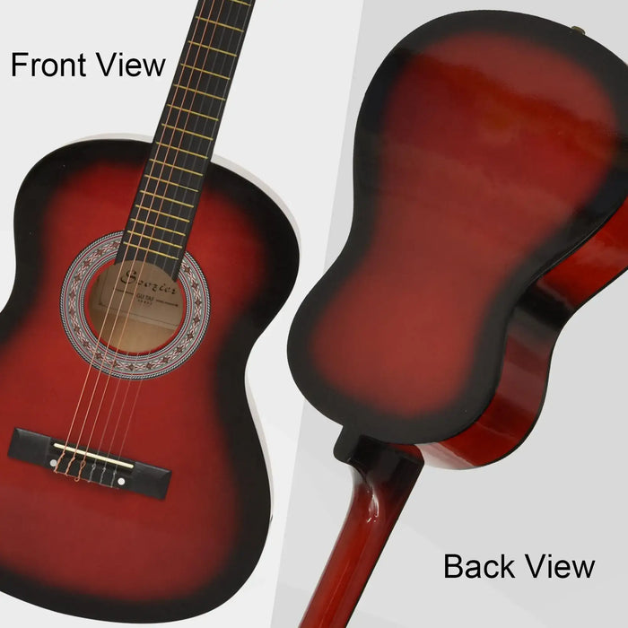 Beginner Acoustic Guitar – 3/4 Size Wine Red Guitar | Starter Kit with Nylon Strings HOMCOM - Little and Giant Explorers