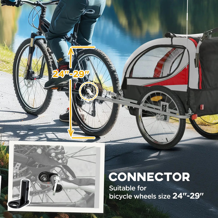 Bicycle Trailer | 360° Rotatable for 2 Kids with Hitch in Red - Little and Giant Explorers HOMCOM