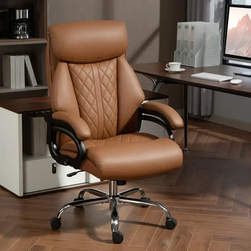 Big and Tall Executive Office Chair - Light Brown | Adjustable Height and Tilt HOMCOM - Little and Giant Explorers HOMCOM