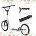 White kids big wheel scooter with dual brakes, adjustable handlebar, inflatable tires, and non-slip pedal