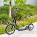 Big Wheel Teen Scooter - Black | Adjustable 92–100cm Handlebar - Inflatable Tyres HOMCOM - Little and Giant Explorers HOMCOM