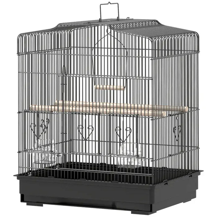 Bird Cage – Black | Small Parrot and Budgie Aviary - Perches, Swing and Food Bowls PAWHUT - Little and Giant Explorers PawHut