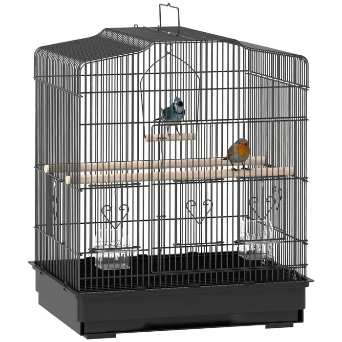 Bird Cage – Black | Small Parrot and Budgie Aviary - Perches, Swing and Food Bowls PAWHUT - Little and Giant Explorers PawHut