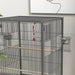 Bird Cage – Grey | Spacious Parrot and Budgie Aviary - Mobile with Wheels PAWHUT - Little and Giant Explorers PawHut