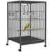 Bird Cage – Grey | Spacious Parrot and Budgie Aviary - Mobile with Wheels PAWHUT - Little and Giant Explorers PawHut