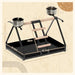 Bird Stand – Stainless Steel Base | Wooden Perch, Ladder and 2 Feeding Bowls PAWHUT - Little and Giant Explorers PawHut