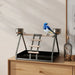 Bird Stand – Stainless Steel Base | Wooden Perch, Ladder and 2 Feeding Bowls PAWHUT - Little and Giant Explorers PawHut