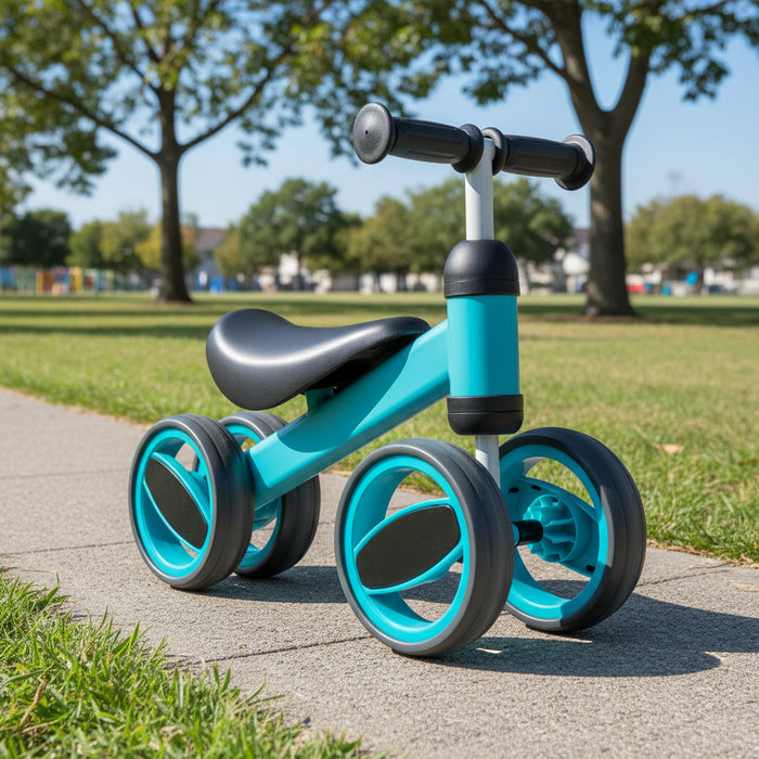 Blue Baby Balance Bike – 4 Wheels | Steel Frame and 135° Steering Limit Ages 1–2 COSTWAY - Little and Giant Explorers Costway