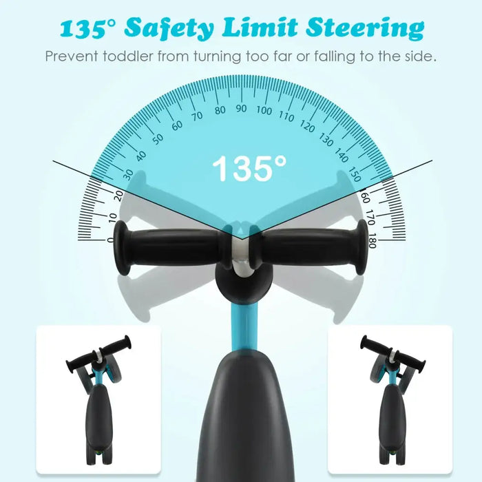 Blue Baby Balance Bike – 4 Wheels | Steel Frame and 135° Steering Limit Ages 1–2 COSTWAY - Little and Giant Explorers Costway