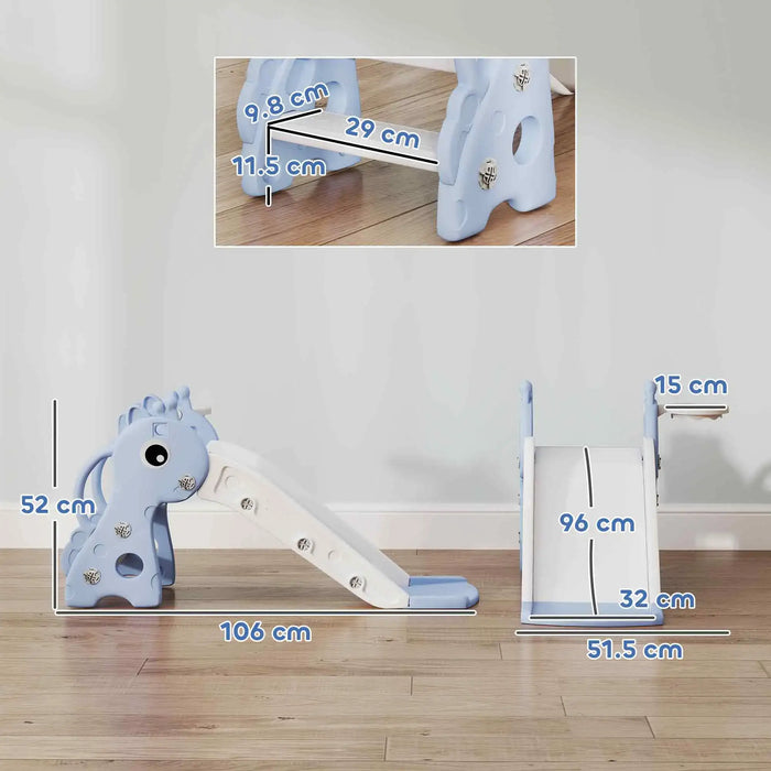 Blue Giraffe Kids Slide – 3-Step Toddler Slide with Basketball Hoop | AIYAPLAY - Little and Giant Explorers AIYAPLAY