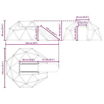 Blue Hexagonal Dome Climber with Slide | Metal Powder-Coated Steel Construction - Little and Giant Explorers vidaXL