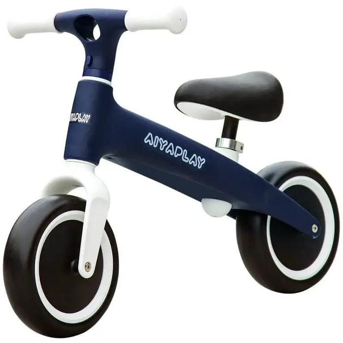 Blue kids balance bike with adjustable seat and lightweight frame, AIYAPLAY brand