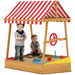 Wooden Kids Sandpit Boat-Style with Canopy and Seats - Little and Giant Explorers AIYAPLAY