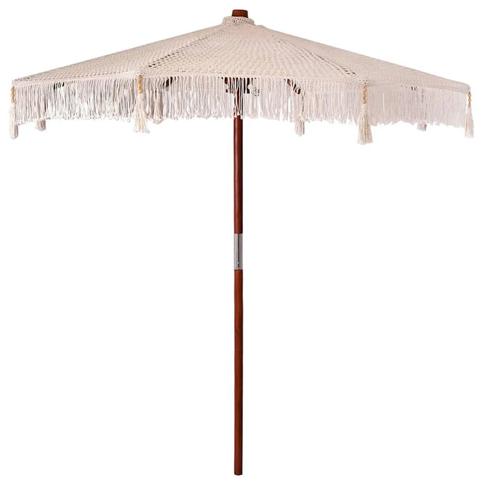 Bohemian Patio Parasol – Cream 250cm | Cotton Canopy with Solid Wood Frame VIDAXL - Little and Giant Explorers vidaXL
