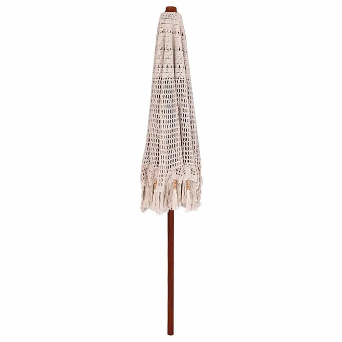 Bohemian Patio Parasol – Cream 250cm | Cotton Canopy with Solid Wood Frame VIDAXL - Little and Giant Explorers vidaXL