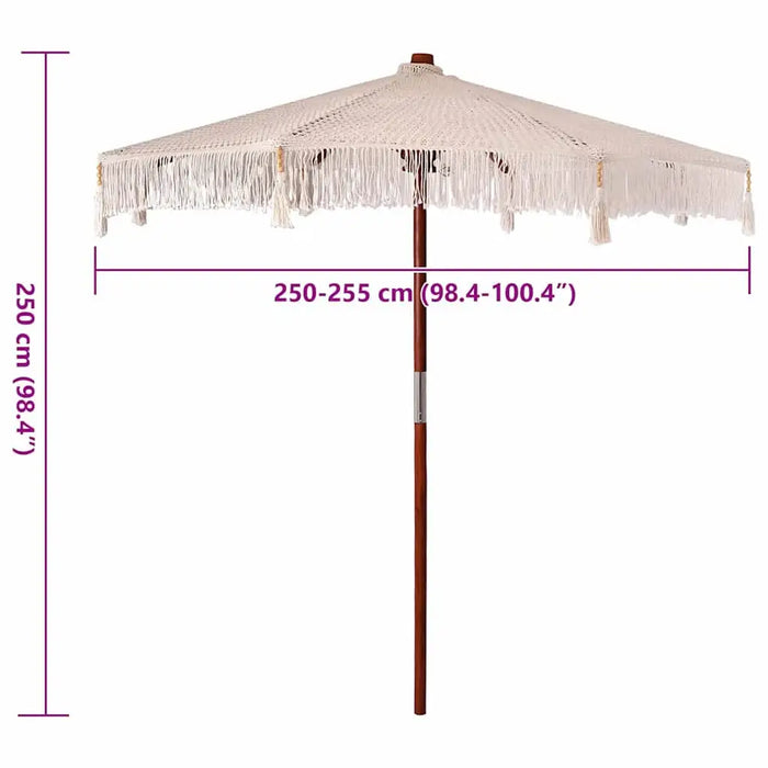 Bohemian Patio Parasol – Cream 250cm | Cotton Canopy with Solid Wood Frame VIDAXL - Little and Giant Explorers vidaXL