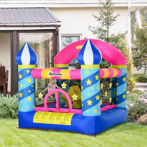 Bounce Castle with Basket and Trampoline with Blower - Little and Giant Explorers Outsunny