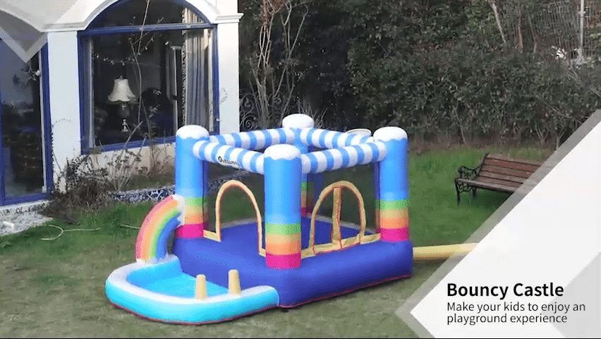 Bounce Castle with Pool, Basket and Trampoline with Blower - Little and Giant Explorers Outsunny