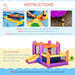 Bounce Castle with Slide, Pool House and Trampoline with Blower - Little and Giant Explorers Outsunny