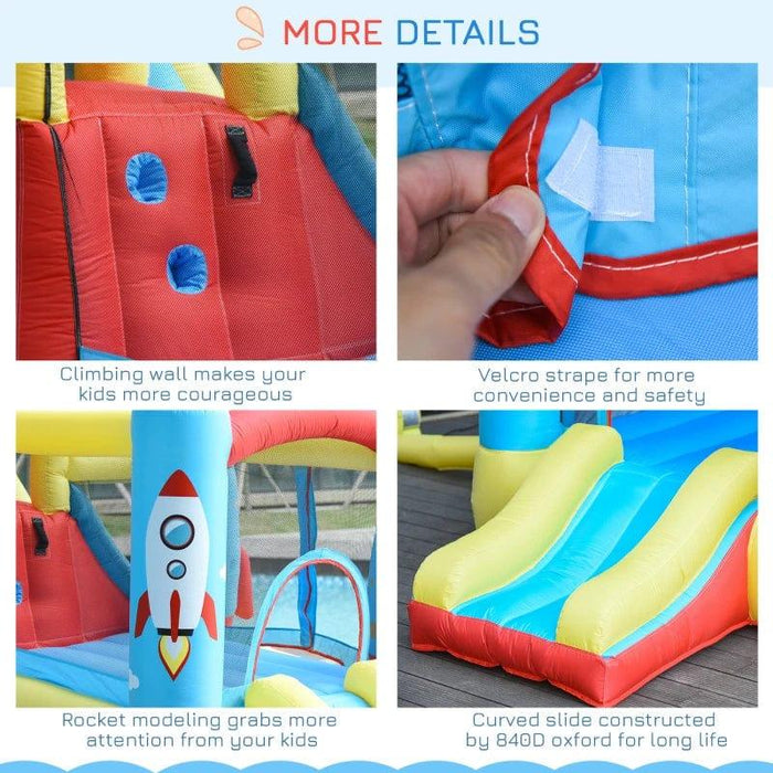 Bounce Castle with Trampoline and Slide Pool with Blower - Little and Giant Explorers Outsunny