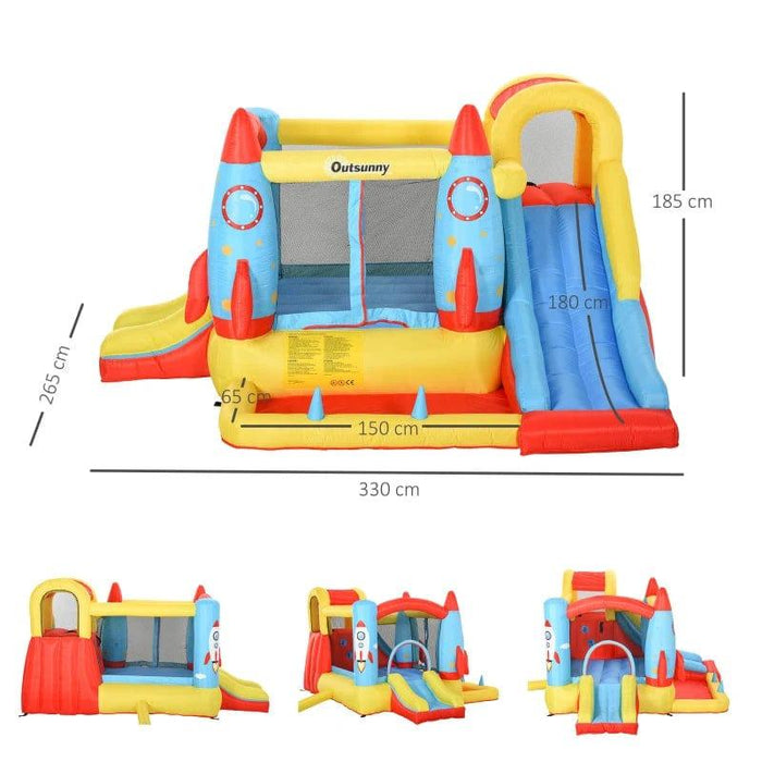 Bounce Castle with Trampoline and Slide Pool with Blower - Little and Giant Explorers Outsunny