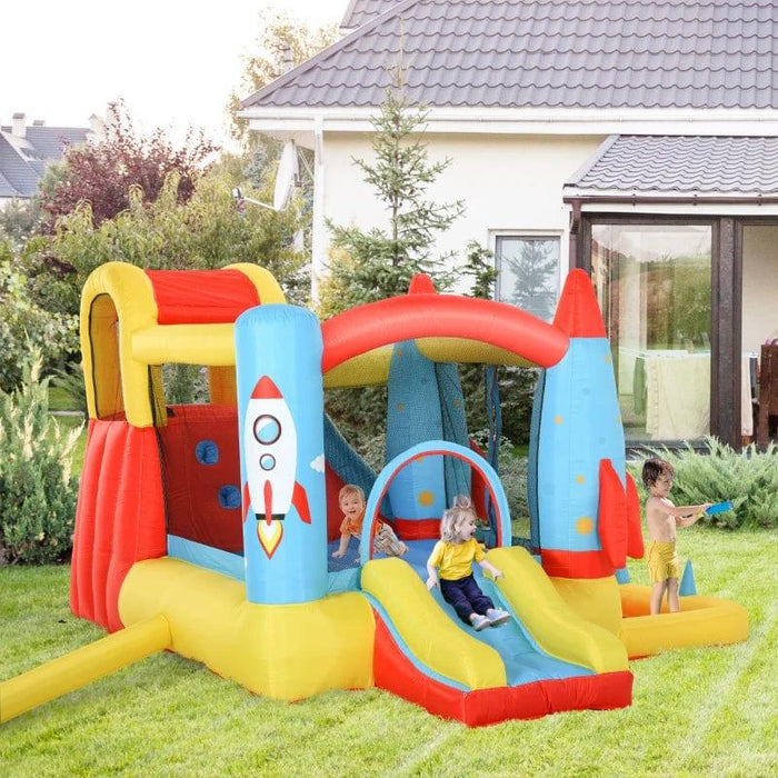 Bounce Castle with Trampoline and Slide Pool with Blower - Little and Giant Explorers Outsunny