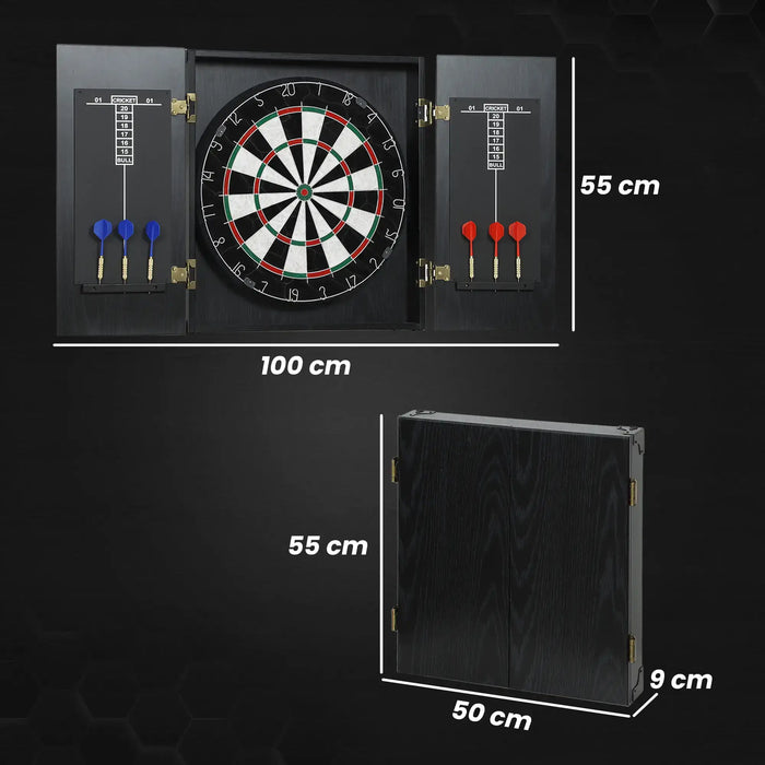 Bristle Dartboard Set with Cabinet | 6 Steel-Tip Darts, Dual Scoreboards and Wall Protection SPORTNOW - Little and Giant Explorers