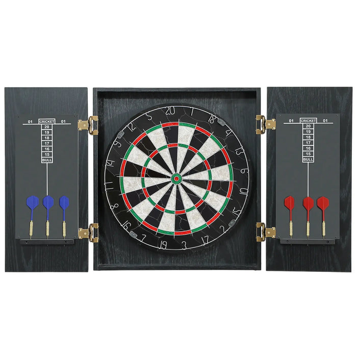 Bristle Dartboard Set with Cabinet | 6 Steel-Tip Darts, Dual Scoreboards and Wall Protection SPORTNOW - Little and Giant Explorers