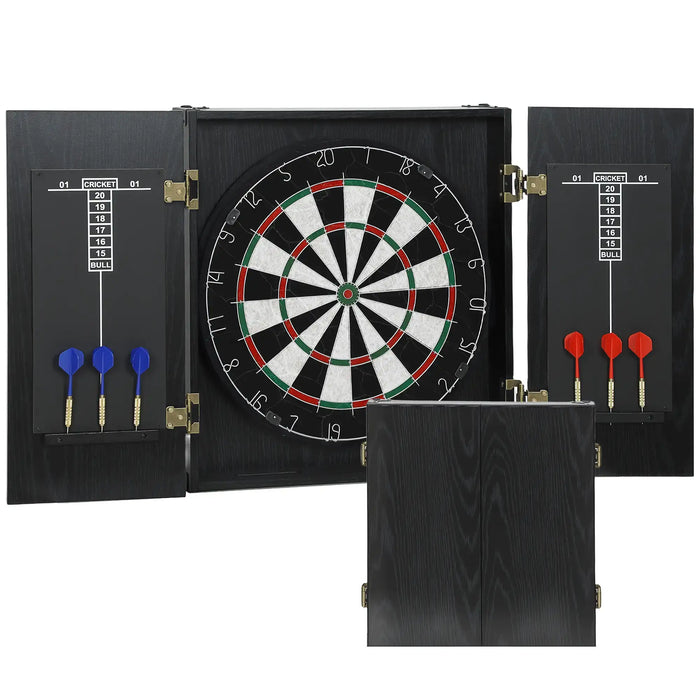 Bristle Dartboard Set with Cabinet | 6 Steel-Tip Darts, Dual Scoreboards and Wall Protection SPORTNOW - Little and Giant Explorers