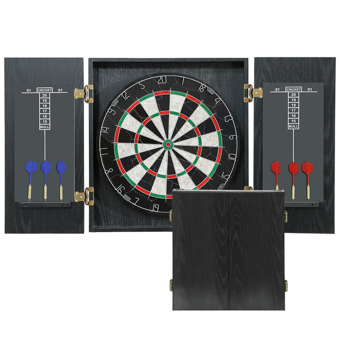 Bristle Dartboard Set with Cabinet | 6 Steel-Tip Darts, Dual Scoreboards and Wall Protection SPORTNOW - Little and Giant Explorers