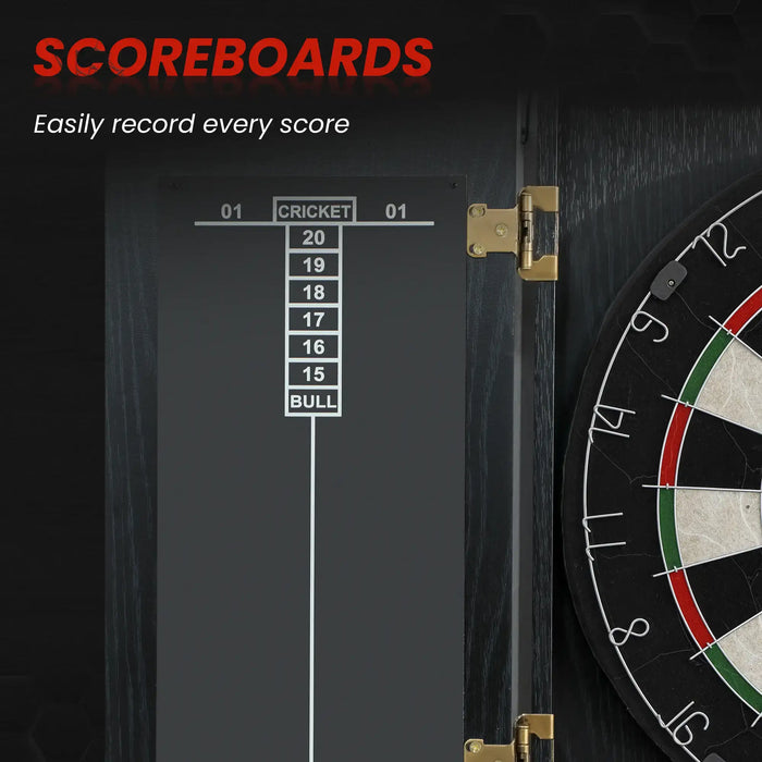 Bristle Dartboard Set with Cabinet | 6 Steel-Tip Darts, Dual Scoreboards and Wall Protection SPORTNOW - Little and Giant Explorers