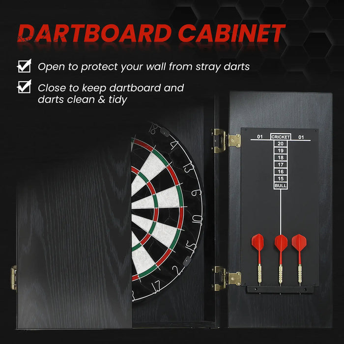 Bristle Dartboard Set with Cabinet | 6 Steel-Tip Darts, Dual Scoreboards and Wall Protection SPORTNOW - Little and Giant Explorers