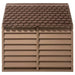 Brown plastic dog house with weather-resistant louvered panels and shingle-style roof