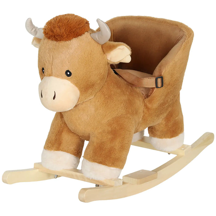 Brown Cow Rocking Horse | Plush Ride-On Toy with Safety Harness and Music AIYAPLAY - Little and Giant Explorers AIYAPLAY