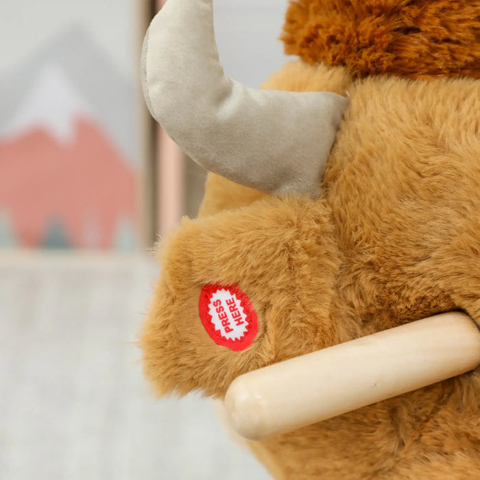 Brown Cow Rocking Horse | Plush Ride-On Toy with Safety Harness and Music AIYAPLAY - Little and Giant Explorers AIYAPLAY
