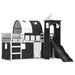 Bunk Bed with Slide and Curtains in White and Black (90 x 200cm) - Little and Giant Explorers vidaXL