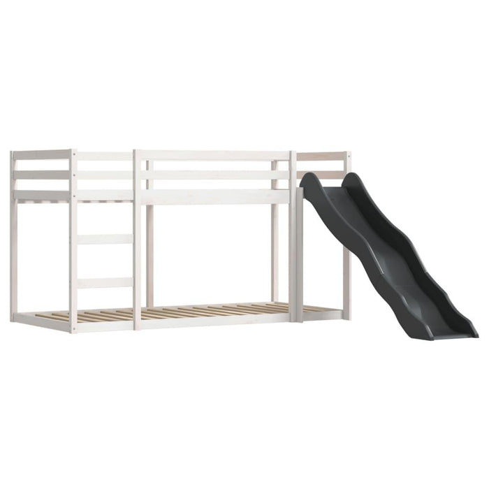 Bunk Bed with Slide and Curtains in White and Black (90 x 200cm) - Little and Giant Explorers vidaXL