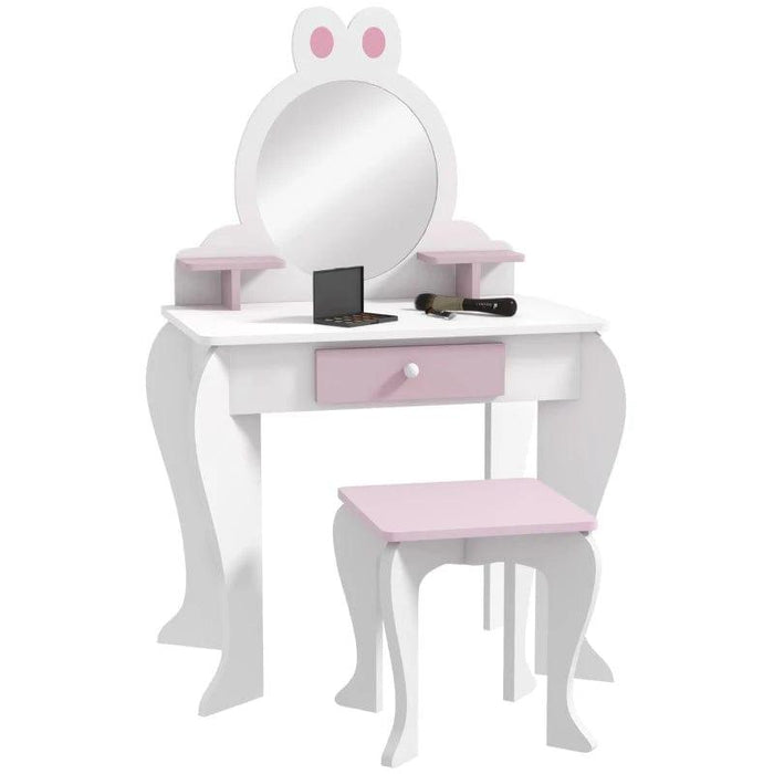 Bunny Design Kids Dressing Table with Mirror and Stool - Little and Giant Explorers ZONEKIZ