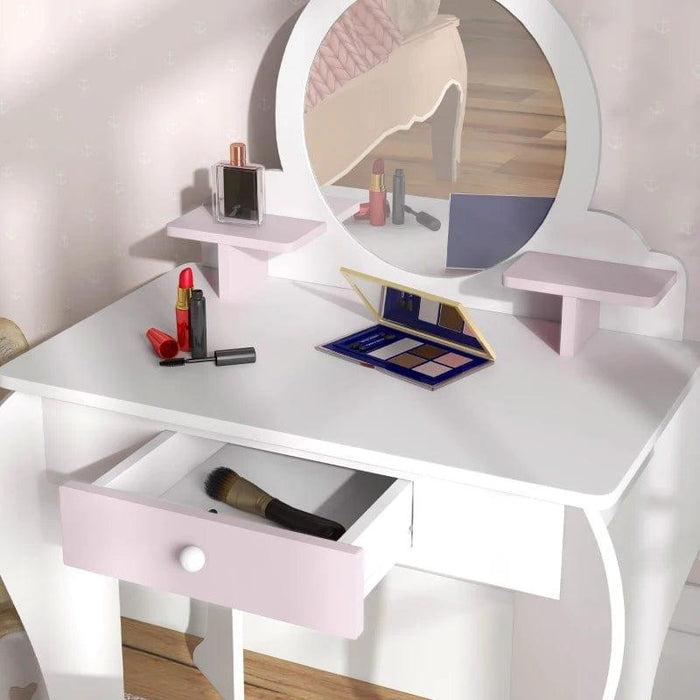 Bunny Design Kids Dressing Table with Mirror and Stool - Little and Giant Explorers ZONEKIZ