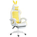 Gaming Chair | Fluffy Bunny Ears with 135° Recline Design (Yellow Edition) - Little and Giant Explorers Vinsetto